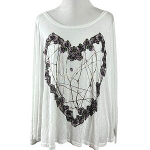 Lauren Moshi Orchid Heart Dolman Sleeve Tee in White Size XS / Small NEW NWT